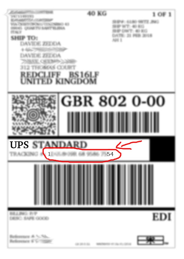 ups tracking example